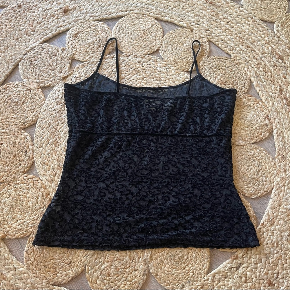 Women's Vintage DKNY Size S Velvet Sheer Cami Tank Top - Picture 2 of 6